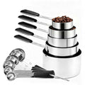 10-Pcs Stainless Steel Measuring Cups & Spoons Set, Black Handles - color: Black