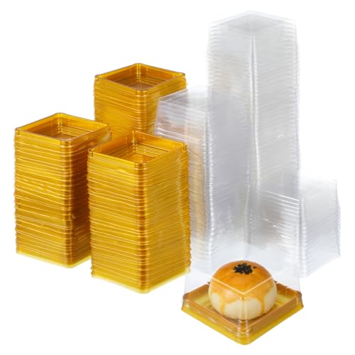 DOITOOL 100 Pcs 3 Inch Mini Cake Containers with Clear Lids - color: Golden(L)