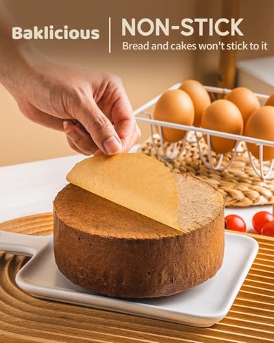 Baklicious 8inch 250pcs Unbleached Non-Stick Parchment Paper Rounds - size: 8inch-250-Unbleached