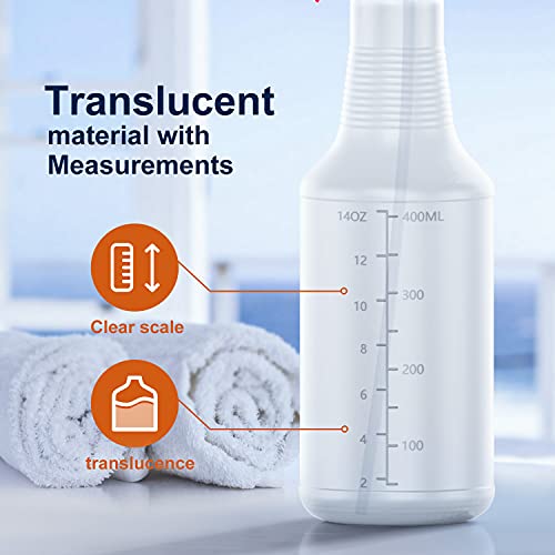 Veco Spray Bottle (2 Pack&2 extra Nozzle,16 Oz) with Measurements and Adjustable Nozzle, HDPE Plastic Spray Bottles for Cleaning Solution, Household/Commercial/Industrial Use, No Leak and Clog - size: 16 Ounces (Pack of 2)