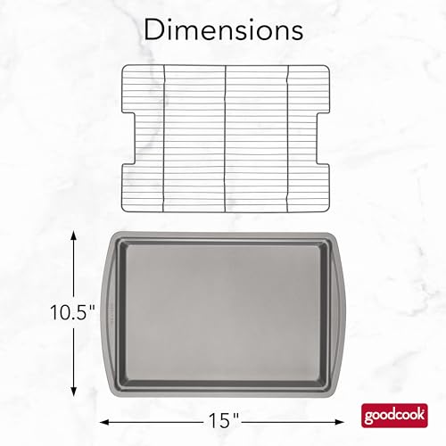 GoodCook 15” x 10.5” Nonstick Carbon Steel Baking Pan & Raised Wire Rack – Pizza Crisper,Crispy Bacon,Multipurpose Cooking Sheet Pan,Cooling Rack,Kitchen Cookware Set,Dishwasher Safe,(Pack of 12) - size: 15" x 10.5" x 1" (Pack of 12)