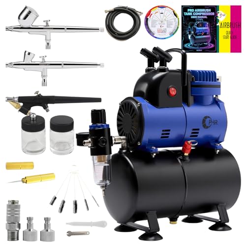 OPHIR 1/5HP Airbrush Compressor Kit with 3 Airbrushes, 3.2L Air Tank