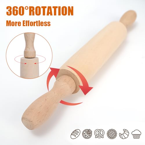 Baking Small Dough Rolling Pins for Fondant Pastry Pizza Crafting and Imaginative Play for Christmas Presents Rolling Pins Kitchen and Dining (20x2.8cm)