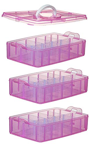 Sooyee Bead Organizer, 3-Tier Craft Storage Container, Pink - color: Pink, size: 3 Tier