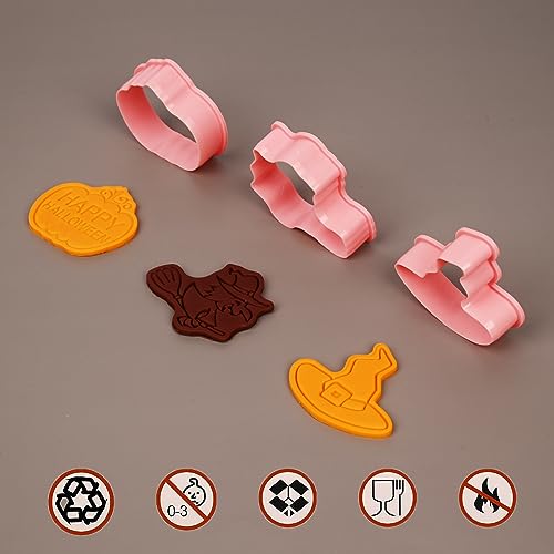 16 Pcs Halloween Cookie Cutters, 3D Cookie Cutter with Plunger Stamp - color: Halloween