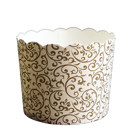50-Pack Paper Baking Cups, Greaseproof Disposable Cupcake Muffin Liners (Large, Gold Scroll) - color: Gold Scroll