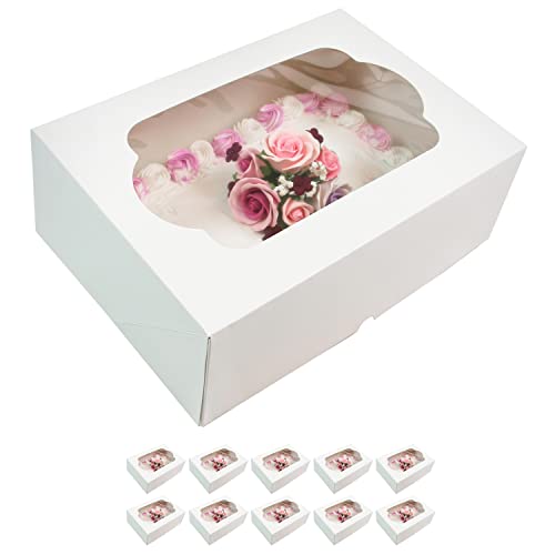 Global Sugar Art 14x10x5 Inch Quarter Sheet Cake Box with Window, White - color: White