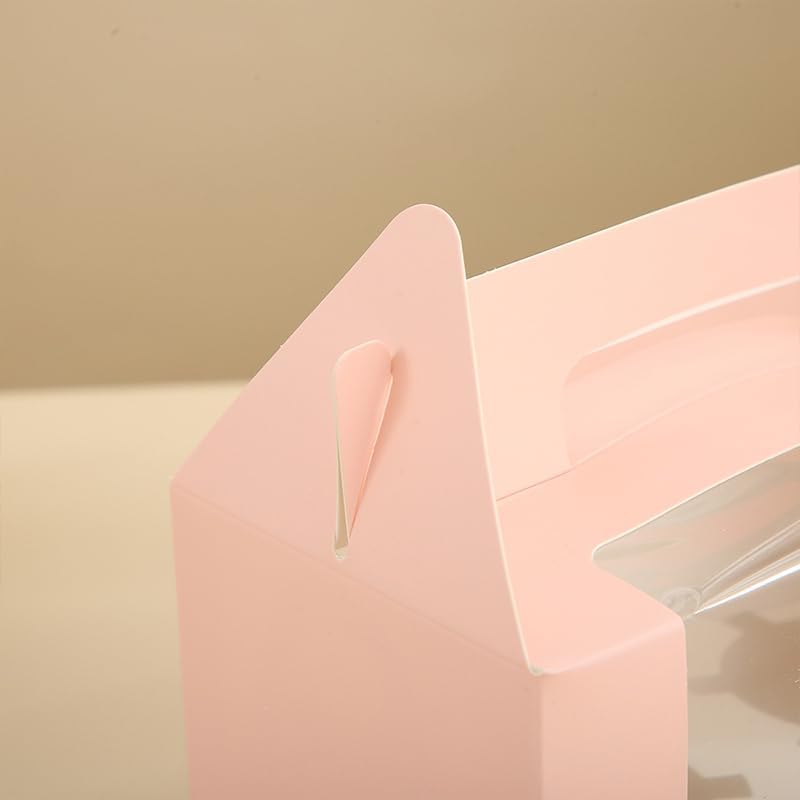 JIYIXHylera 30Pcs 16.5×9.5×9cm/6.49×3.74×3.54 inch Kraft Paper Cupcake Packing Box Christmas Gift Box with Clear Window 2 Cavity Muffin Cupcake Wedding Party Birthday Favors (30Pcs Pink) - color: 30Pcs Pink
