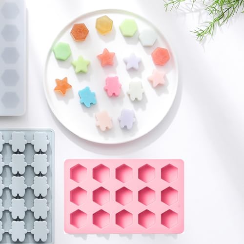 2-Pack Hexagon Shape Candy & Chocolate Silicone Molds, Non-stick, Pink - size: Hexagon
