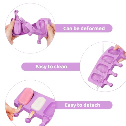Ouddy Life Popsicle Molds Set of 2, Ice Pop Molds Silicone Cake Pop Mold - color: Purple, Pink