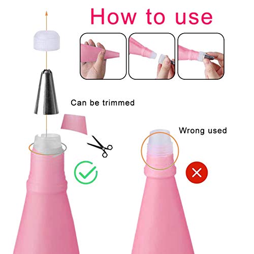 Jutoe 22Pcs Piping Bags and Tips Set, Reusable Silicone Pastry Bag, Pink