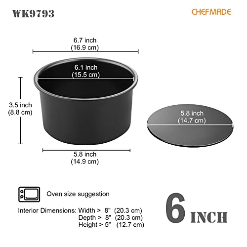 CHEFMADE Round Cake Pan, Nonstick 6-Inch with Removable Loose Bottom Chiffon Bakeware - size: 6 Inch Round 2 Parts