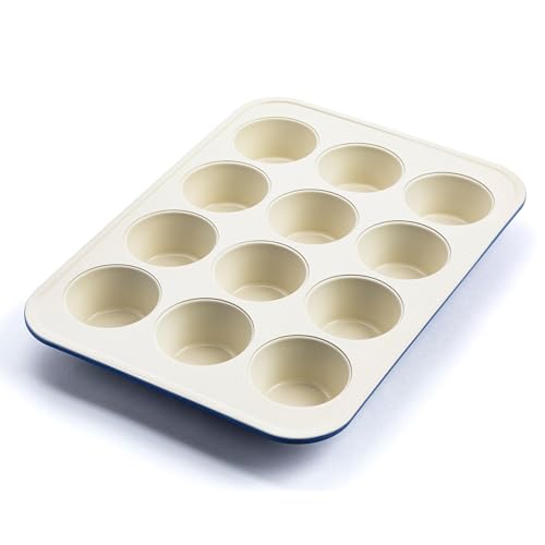 GreenLife 12 Cup Ceramic Nonstick Muffin Pan, Navy - color: Navy, size: 12 Cup Muffin Pan
