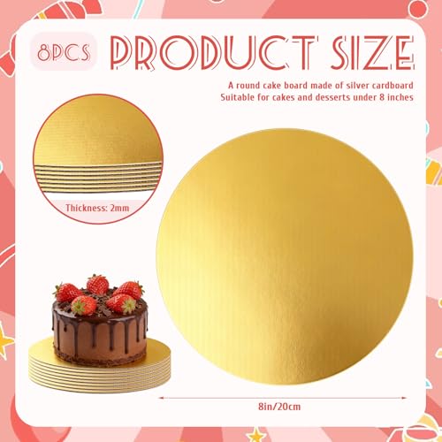 8 Pack 8 Inch Round Cake Boards,Gold Cardboard Cake Rounds - color: Gold, size: 8Inch, style: Classic Round