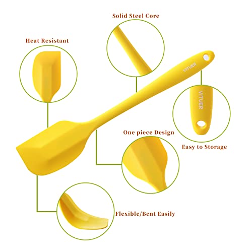 5PCS Silicone Rubber Spatula Set, VITUER Food Grade BPA-Free Spatulas for kitchen Use, Heat Resistant Spatula for Cooking & Baking, Dishwasher Safe (Pack of 2) - size: 13.5*11 (Pack of 2)