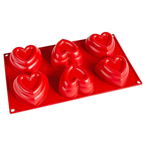Fat Daddio's SMF-047 Silicone Bakeware 6-Cavity Dimpled Heart (2.4 oz) - size: 11.75 x 6.75 Inch, style: 6-Cavity Dimpled Heart (2.4 oz)