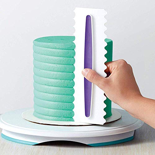 Decorating Comb and Icing Smoother Set of 3 Cake Scrapers - color: white&purple