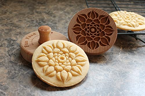 Large Wood Cookie Stamp, 3.1 inch (Lotus Mandala CS8-003) - color: Lotus Mandala CS8-003