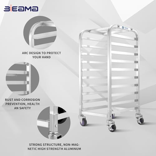 BIEAMA 10-Tier Sheet Pan Rack, NSF Aluminum Bun Pan Rack - color: Rack, size: Half Size 10-Tier