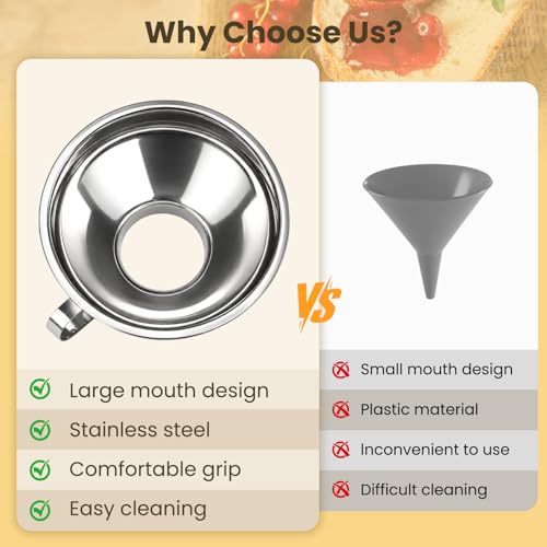3-Piece Set of Stainless Steel Canned Funnels with Filters