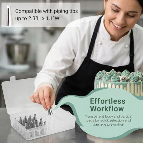 2-Pack Piping Tips Storage Box with Fixed Pins and Labels - color: Clear