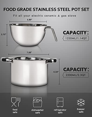 Marsheepy1.1QT Double Boiler Melting Pot with 2QT 304 Stainless Steel Pot - size: 1250ml