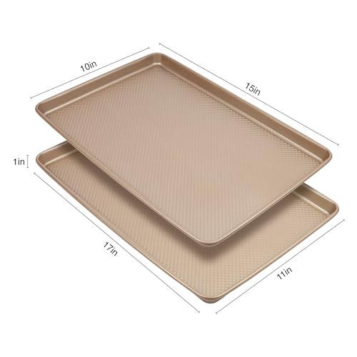 David Burke 17"/15" Cookie Sheets – Carbon Steel, PFTE & PFOA Free, Oven Safe, Non-Toxic, Perfect for Baking and Roasting – Bronze (2-Pack) - color: Bronze, size: 17"/15" Cookie Sheets (2-Pack)