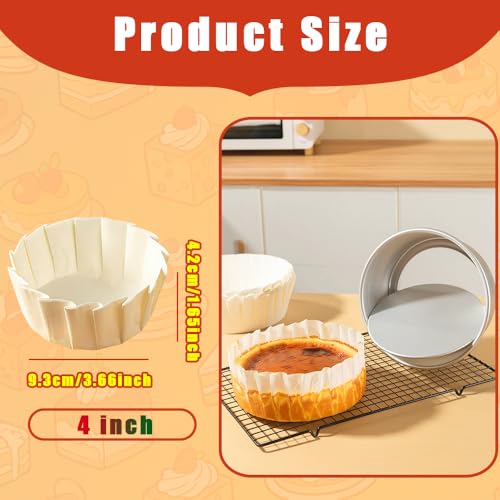 50 Pcs 4 inch Disposable Cupcake Parchment Liners, Non-Stick Round Air Fryer Liners, Pre-Folded Baking Paper for Muffin, Basque, Sourdough Rolls, Cheesecake, White - size: 4 inch