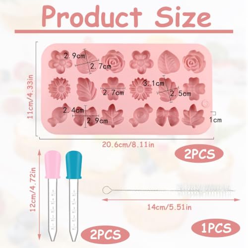 Flower Candy Molds Silicone 2PCS Daisy Rose Tulip Baking Set
