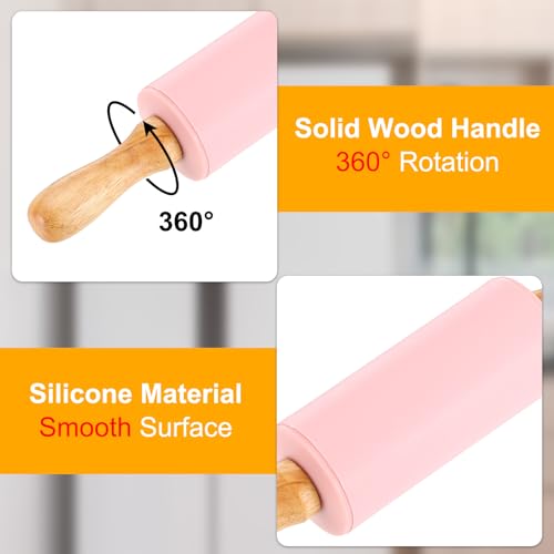 uxcell 4 Inch Silicone Rolling Pin Small Dough Roller Pink - color: Pink, size: 4 Inch
