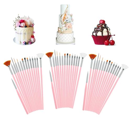 45 pcs Cake Decorating Brushes, Cake Painting Brushes, Food Safe Paint Brush, Multiple Function Cookie Brushes,Cookie Decorating kit, Function Fondant Brush,Pastry Brush for Baking (Pink)