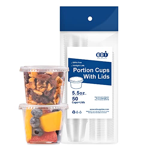 EDI 5.5 oz Clear Disposable Portion Cups with Lids, 50 Sets - style: 5.5 OZ