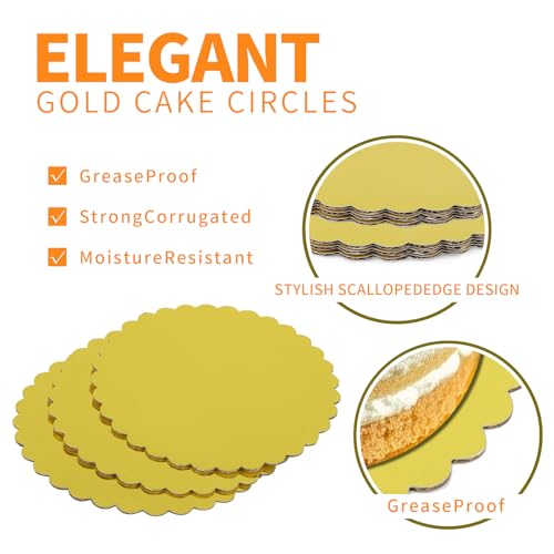 120 Pack 6 Inch Disposable Gold Round Cake Boards