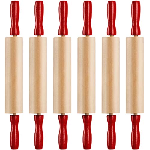 7.5 Inch Mini Wooden Rolling Pins (6-Pack) Kids Play Dough Rolling Pin Set