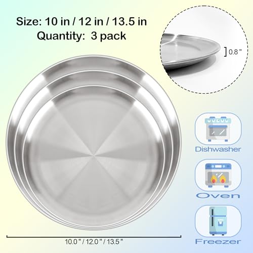 Pizza Pan for Oven, 3PCS Stainless Steel Pizza Pans(13.5 & 12 & 10 Inch) - size: 3-piece sets in 3 sizes