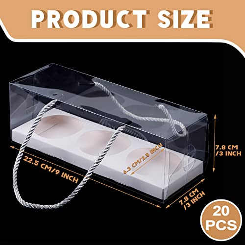 Thenshop 20 Pack Clear Cupcake Boxes with Handle and Insert, White - color: White