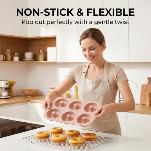 6-Piece Silicone Baking Set, Nonstick Silicone Bakeware Set - color: Pink