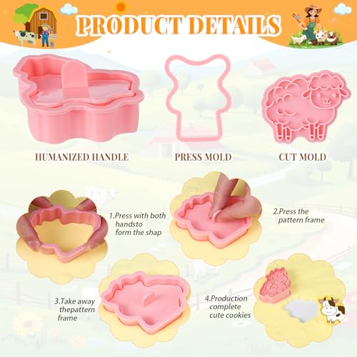 Jspupifip 16 Pack 3D Cookie Cutters Set DIY Press Molds Farm Animal - style: Farm Animal