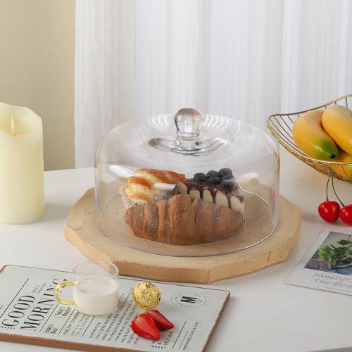 9.6" Wide Handmade Sturdy Glass Cake Dome, Cake Cover Lid for Cake, Food and Display, Glass Topper For Cake Plate And Cake Stand, Cake Stand Topper, Glass Dome Cloche, Glasss (9'6"x5.5") - size: 9.6"x5.5"