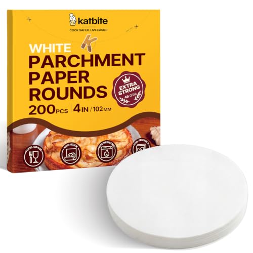 Katbite Parchment Paper Rounds, Non-Stick Heavy Duty, White, 4 Inch 200Pcs - color: White, size: 4inch