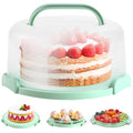 Cake Carrier with Lid and Handle, Ohuhu BPA-Free Cake Containers Cake Holder for 10 inch Cake with 2 Handle Cupcake Carrier - Plastic Cover Two Sided Base for Transport Pie Nut Fruit Mothers Day Gifts - color: Green