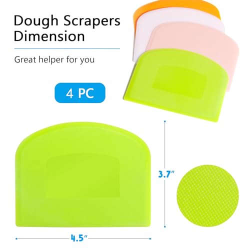 Dough Scraper 4 PCs PE Plastic Bench Scraper Flexible Bowl Scraper