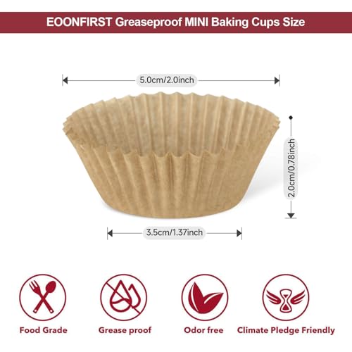 400 Pcs Mini Natural Cupcake Liners, Muffin Paper Baking Cups - color: Natural