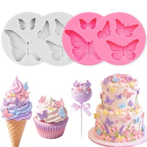 Mini Butterfly Silicone Molds 4Pcs Butterfly Chocolate Molds - color: Butterfly