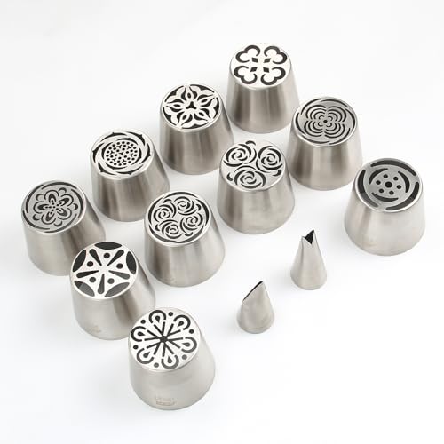 22 Pcs Stainless Steel Extra Large Russian Tulip Flower Icing Tips Set - color: SILVER SET20