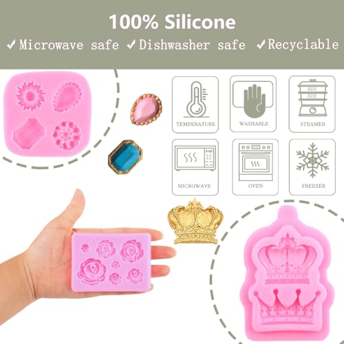 ZiXiang Baroque Frame Fondant Mold Rose Crown Gems Silicone Molds Set of 4 - color: Style E