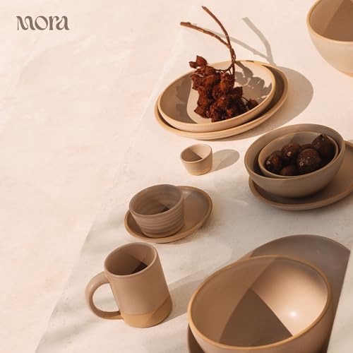 Mora Mini Ramekins Set of 4, 8oz Ceramic Pottery Baking Dishes - Microwave, Oven and Dishwasher Safe - Mushroom - color: Mushroom, size: Mini