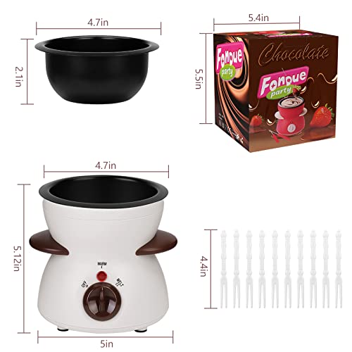 Fondue Pot Set, Mini Electric Fondue Pot Set for Melting Chocolate Cheese, Chocolate Meting Pot fondue maker Machine with Dipping Forks For Holiday Birthday Party Gift-White - color: White