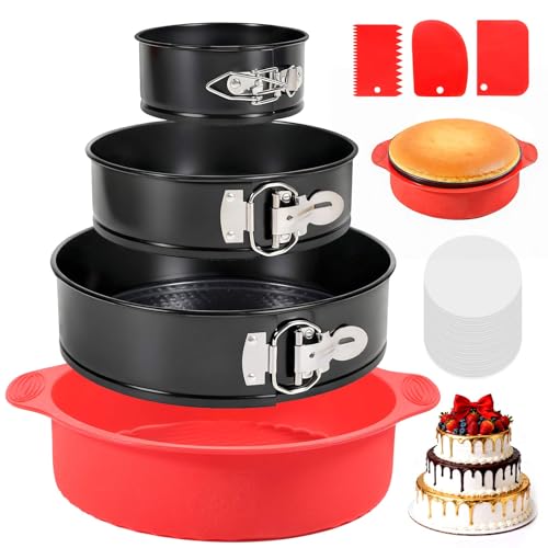 MASSUGAR 4 7 9 Inch Springform Pan Cheesecake Pan with Silicone Protector - size: 4-7-9 + 9.1 Inches