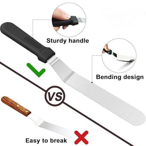 6" Small Angled+8” Straight Icing Spatula,Lmoszuak Professional food grade stainless steel cake spatula,with Sturdy & Durable Handle Spatula,Frosting smoother spatulas for cake decorating,Baking. - size: 6" Small Angled+8" Straight Icing Spatulas